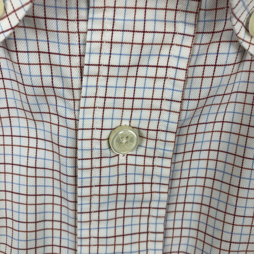 Brooks Brothers Long-Sleeve Button-Down Check Shirt, Made in USA, Men's Size L (approx.) cotton white type Vintage Second Hand