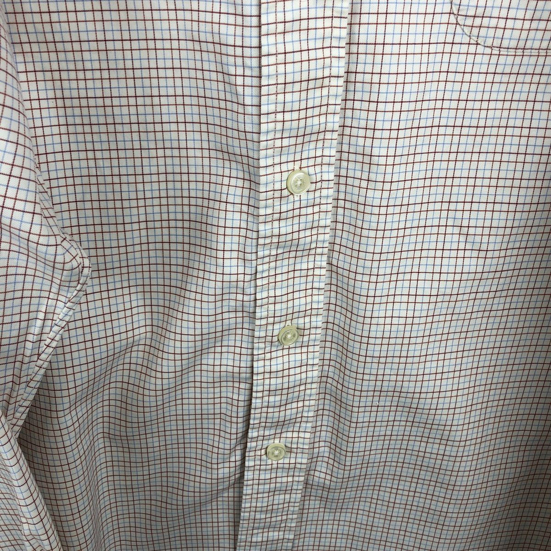 Brooks Brothers Long-Sleeve Button-Down Check Shirt, Made in USA, Men's Size L (approx.) cotton white type Vintage Second Hand