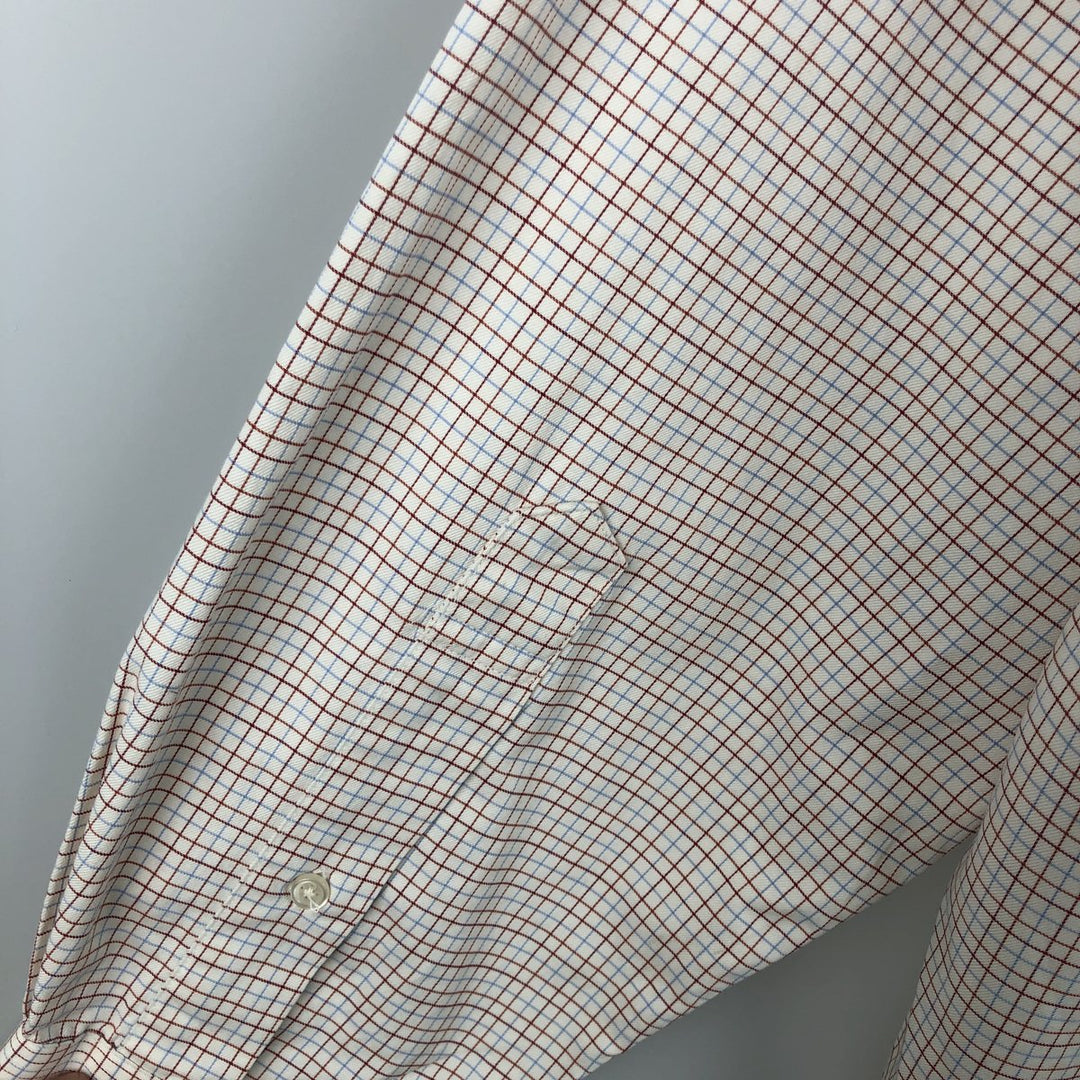 Brooks Brothers Long-Sleeve Button-Down Check Shirt, Made in USA, Men's Size L (approx.) cotton white type Vintage Second Hand