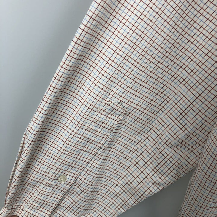 Brooks Brothers Long-Sleeve Button-Down Check Shirt, Made in USA, Men's Size L (approx.) cotton white type Vintage Second Hand