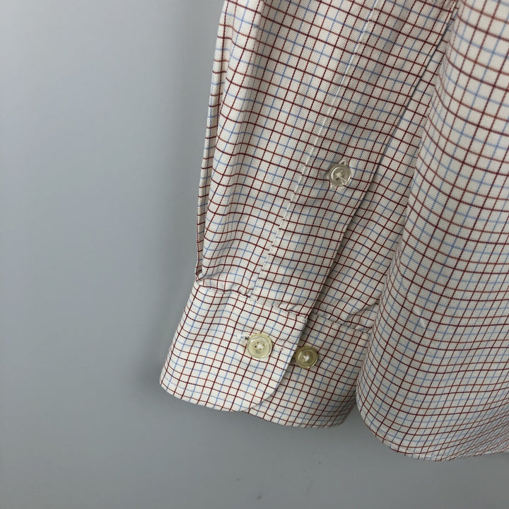 Brooks Brothers Long-Sleeve Button-Down Check Shirt, Made in USA, Men's Size L (approx.) cotton white type Vintage Second Hand
