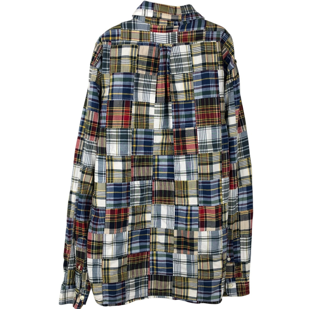 Brooks Brothers Est.1818 REGENT FIT Patchwork Long-Sleeve Button-Down Check Shirt, Men's Size L (approx.) cotton blue type Vintage Second Hand