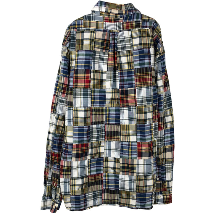 Brooks Brothers Est.1818 REGENT FIT Patchwork Long-Sleeve Button-Down Check Shirt, Men's Size L (approx.) cotton blue type Vintage Second Hand