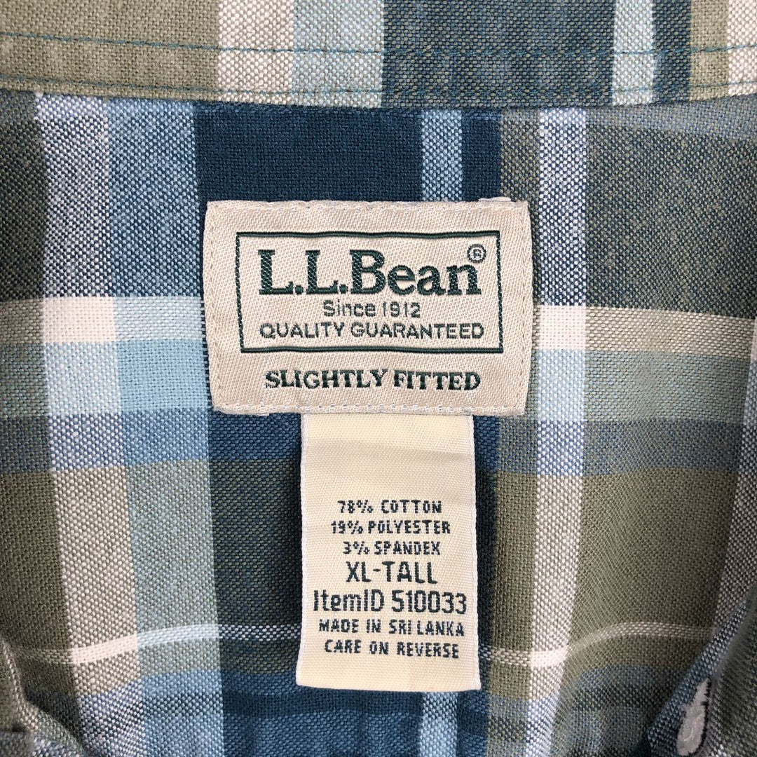 ~2000'S LLBean Long-Sleeve Button-Down Check Shirt, Men's Size XL cotton green type yellow green Vintage Second Hand