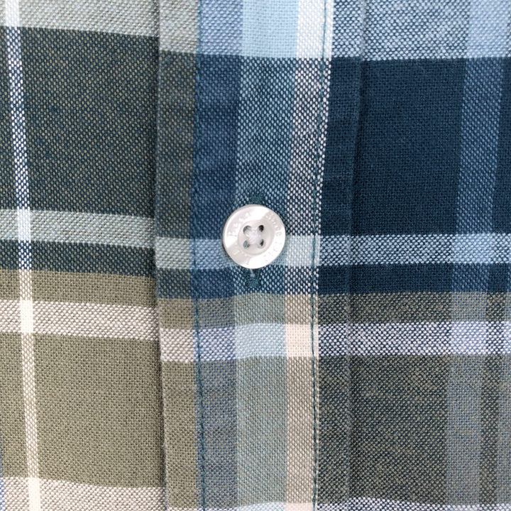 ~2000'S LLBean Long-Sleeve Button-Down Check Shirt, Men's Size XL cotton green type yellow green Vintage Second Hand