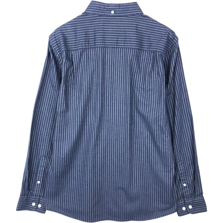 90s-00'S L.L.Bean Long-Sleeve Button-Down Striped Shirt, Men's Size M (approx.), Vintage cotton navy blue type Vintage Second Hand
