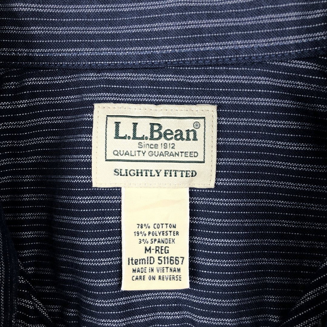 90s-00'S L.L.Bean Long-Sleeve Button-Down Striped Shirt, Men's Size M (approx.), Vintage cotton navy blue type Vintage Second Hand