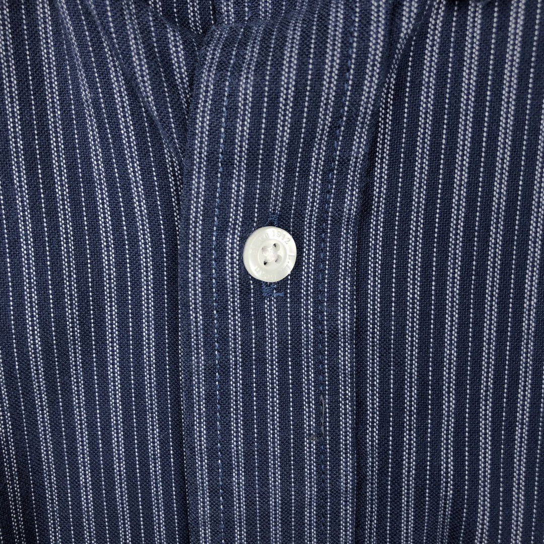 90s-00'S L.L.Bean Long-Sleeve Button-Down Striped Shirt, Men's Size M (approx.), Vintage cotton navy blue type Vintage Second Hand