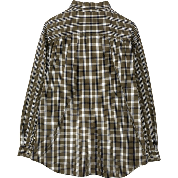 00'S Eddie Bauer long sleeve button down check shirt, men's size L cotton Khaki type Vintage Second Hand