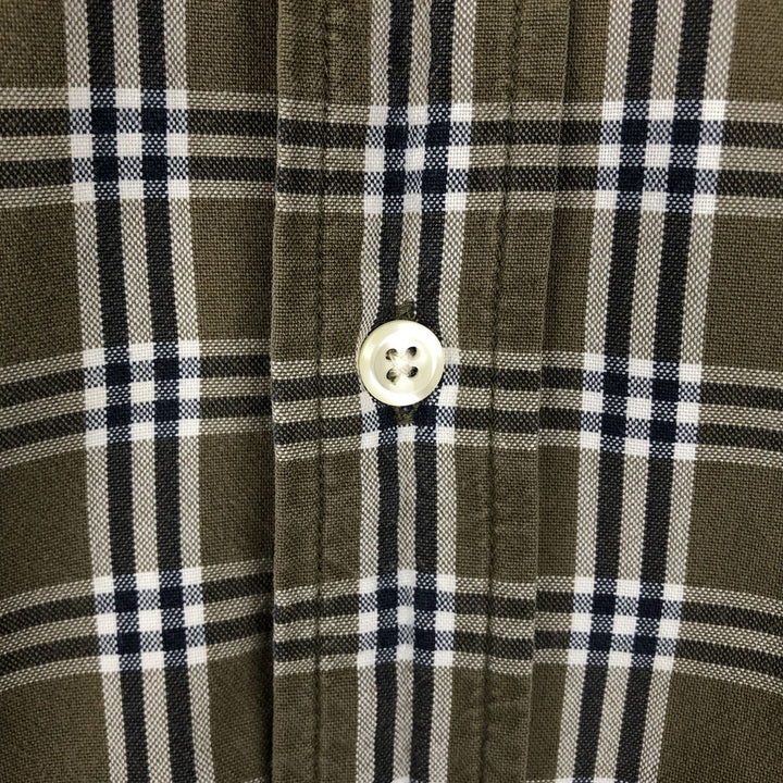 00'S Eddie Bauer long sleeve button down check shirt, men's size L cotton Khaki type Vintage Second Hand
