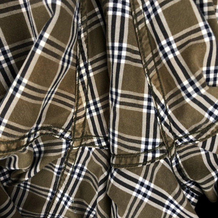 00'S Eddie Bauer long sleeve button down check shirt, men's size L cotton Khaki type Vintage Second Hand