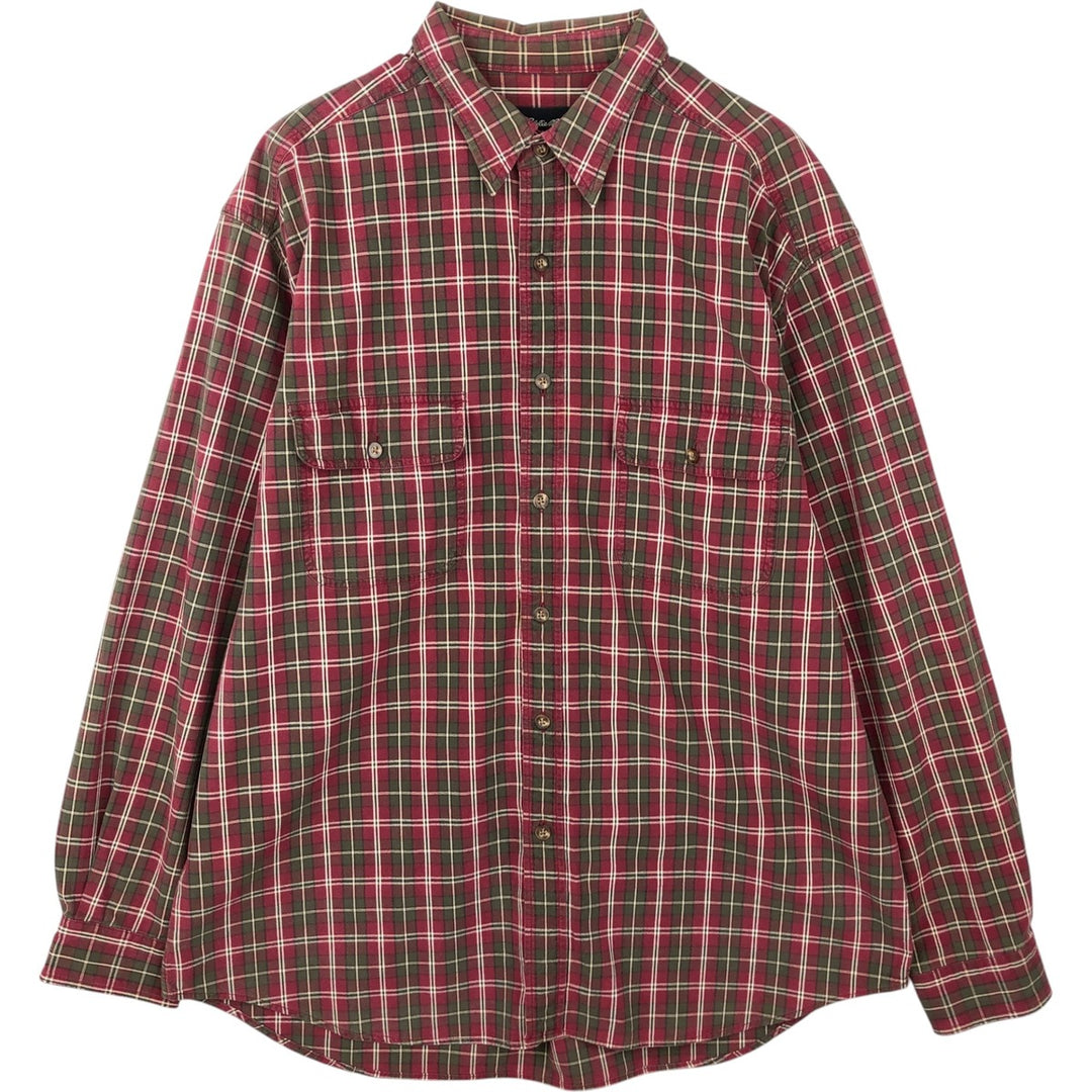 Eddie Bauer Men's Long Sleeve Cotton Check Shirt, Size L cotton red type Vintage Second Hand