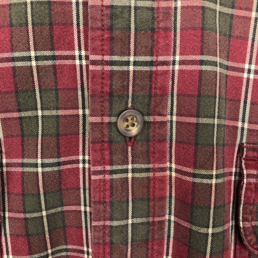 Eddie Bauer Men's Long Sleeve Cotton Check Shirt, Size L cotton red type Vintage Second Hand