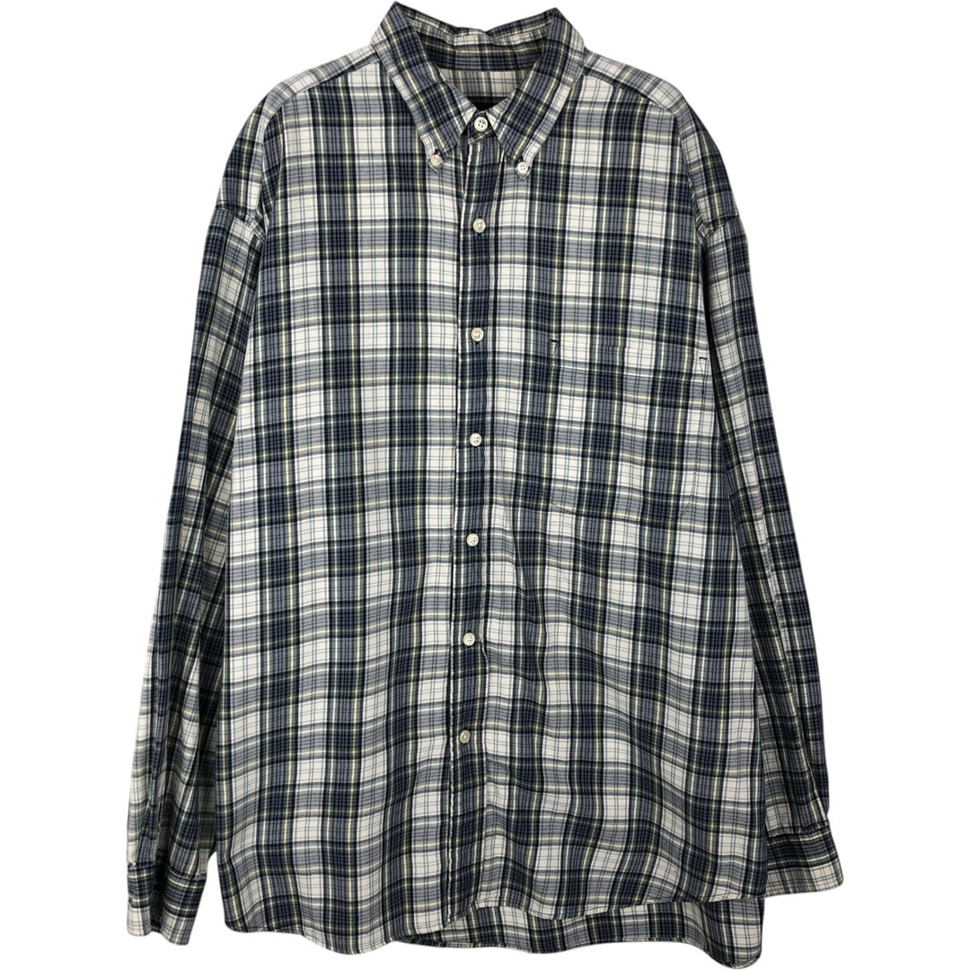 Eddie Bauer Long Sleeve Button-Down Check Shirt, Men's Size L cotton ivory Vintage Second Hand