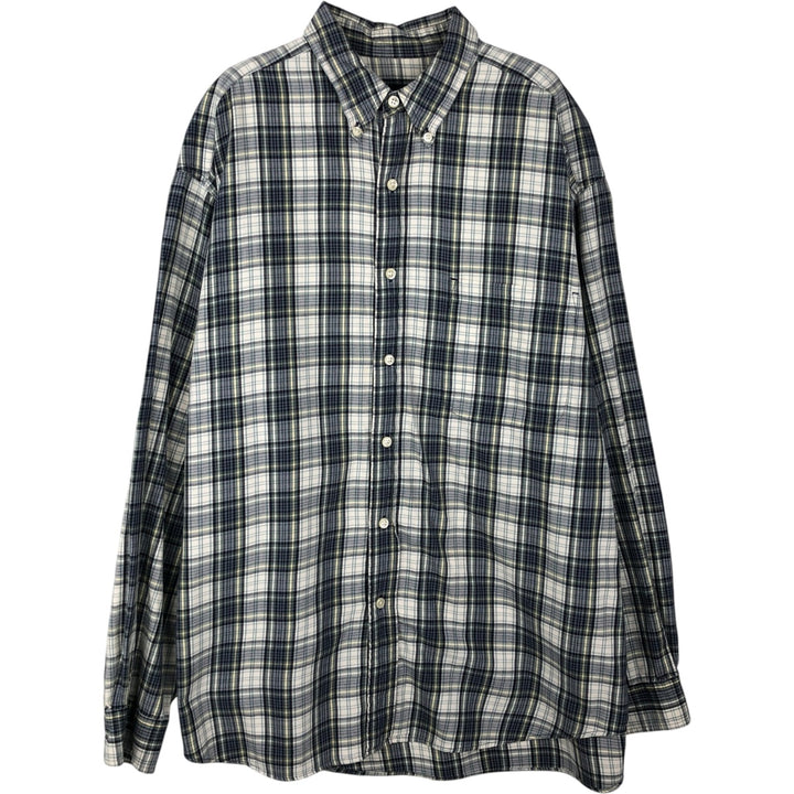 Eddie Bauer Long Sleeve Button-Down Check Shirt, Men's Size L cotton ivory Vintage Second Hand