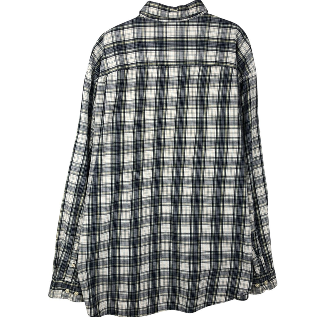 Eddie Bauer Long Sleeve Button-Down Check Shirt, Men's Size L cotton ivory Vintage Second Hand