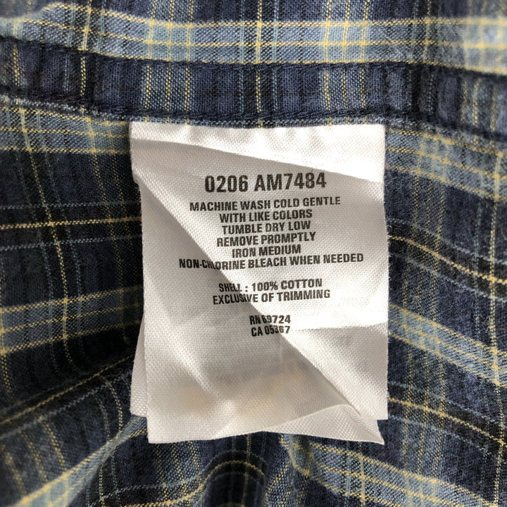 2000'S Columbia long-sleeved button-down check shirt, men's size XL cotton navy blue type Vintage Second Hand