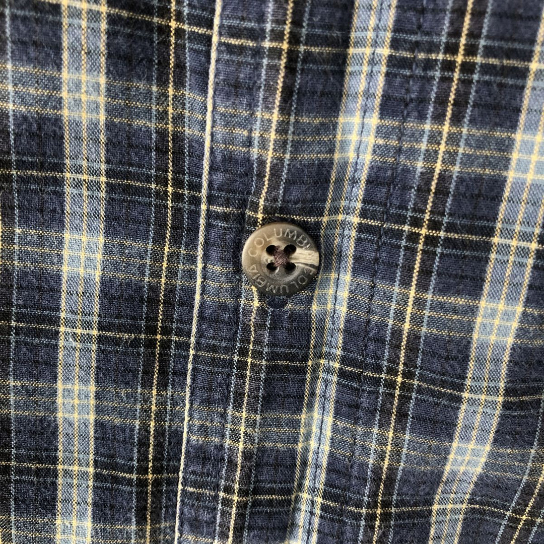 2000'S Columbia long-sleeved button-down check shirt, men's size XL cotton navy blue type Vintage Second Hand
