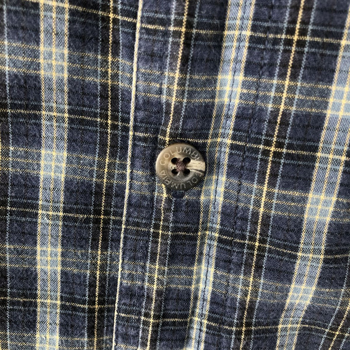 2000'S Columbia long-sleeved button-down check shirt, men's size XL cotton navy blue type Vintage Second Hand