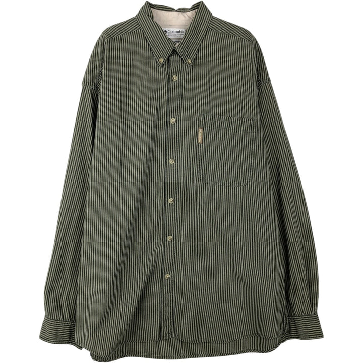 90s-00'S Vintage Columbia Long Sleeve Button-Down Check Shirt, Men's XL cotton green type Vintage Second Hand