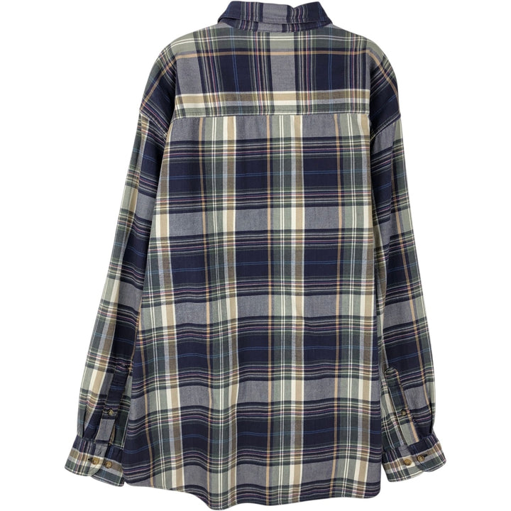 2000'S Woolrich Long-Sleeve Button-Down Check Shirt, Men's Size XL (approx.) cotton navy blue type Vintage Second Hand
