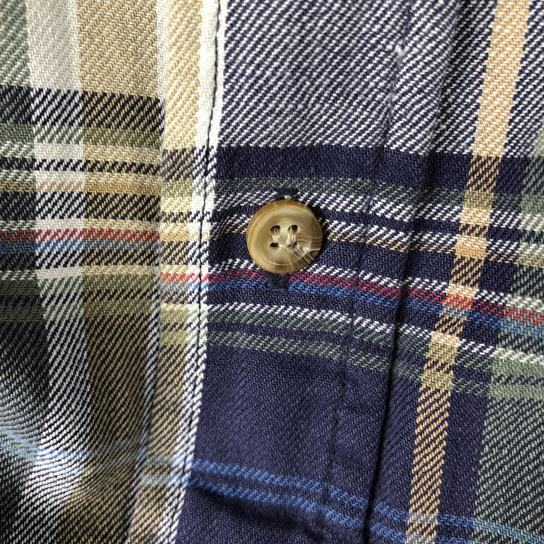 2000'S Woolrich Long-Sleeve Button-Down Check Shirt, Men's Size XL (approx.) cotton navy blue type Vintage Second Hand