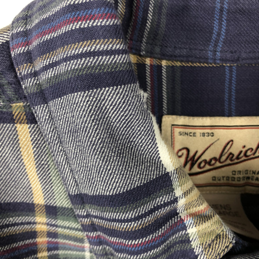 2000'S Woolrich Long-Sleeve Button-Down Check Shirt, Men's Size XL (approx.) cotton navy blue type Vintage Second Hand