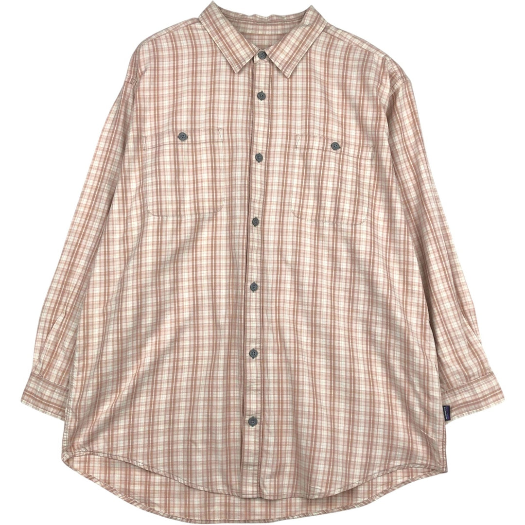 Patagonia Organic Cotton 53837FA17 Long-Sleeve Cotton Check Shirt, Men's Size XL (approx.) Organic cotton pink type Vintage Second Hand