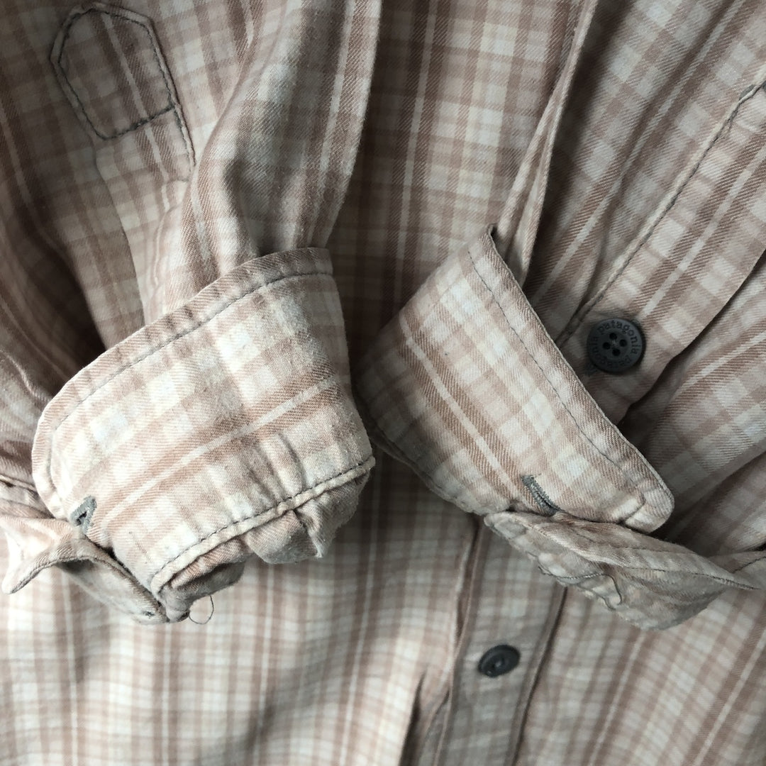 Patagonia Organic Cotton 53837FA17 Long-Sleeve Cotton Check Shirt, Men's Size XL (approx.) Organic cotton pink type Vintage Second Hand