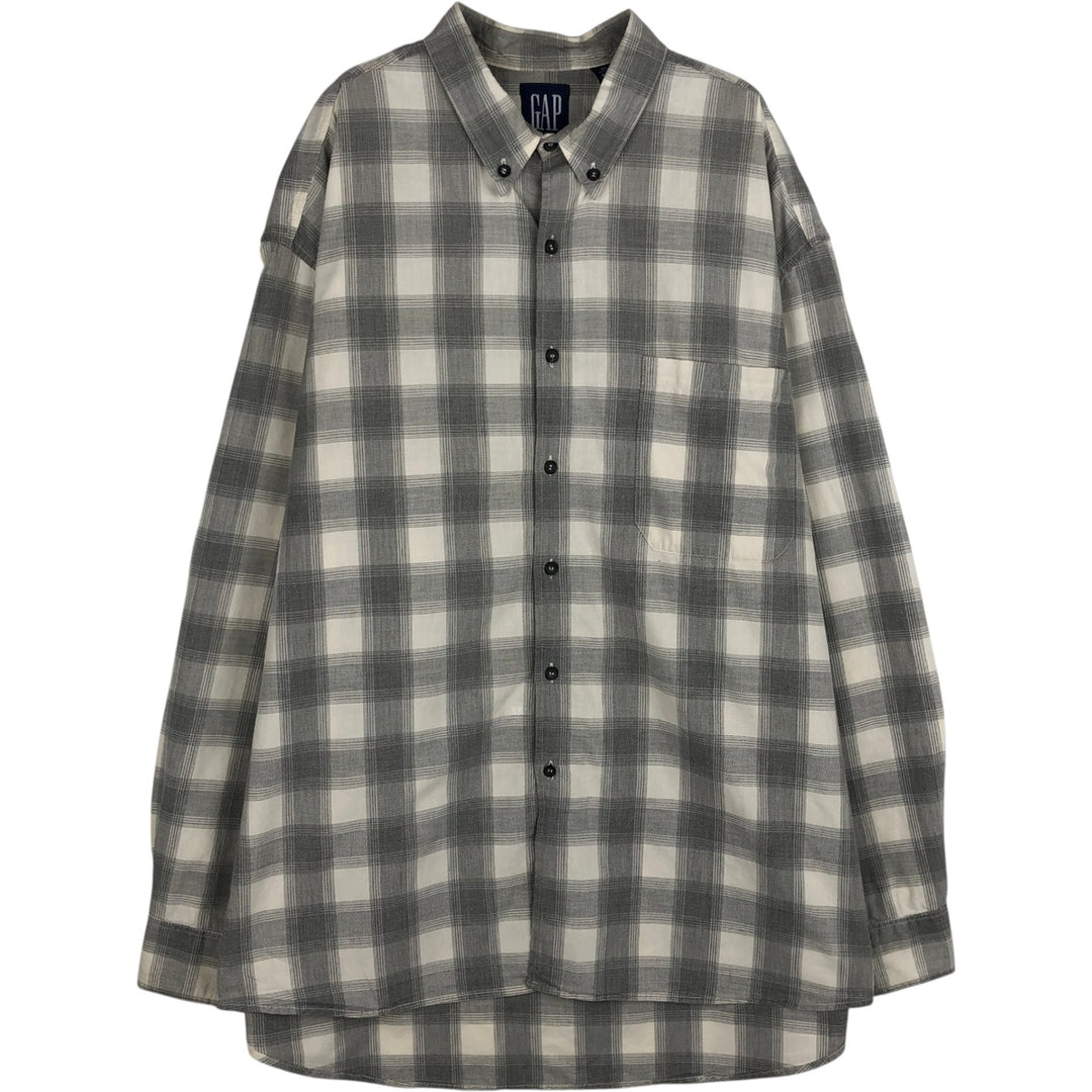 90'S GAP Vintage Long Sleeve Button-Down Check Shirt, Men's XL cotton white type Vintage Second Hand