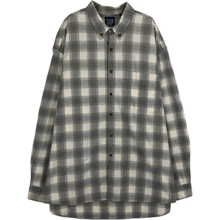 90'S GAP Vintage Long Sleeve Button-Down Check Shirt, Men's XL cotton white type Vintage Second Hand