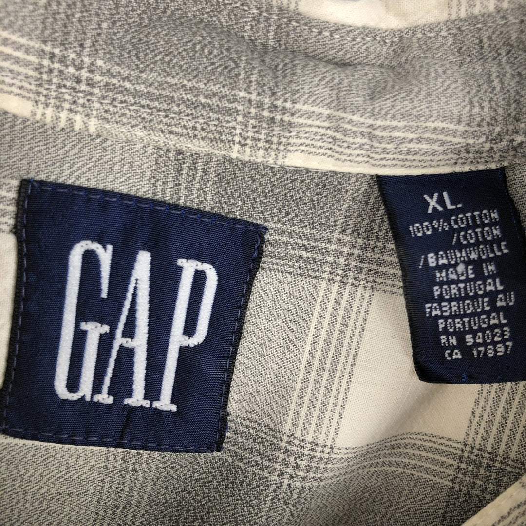 90'S GAP Vintage Long Sleeve Button-Down Check Shirt, Men's XL cotton white type Vintage Second Hand