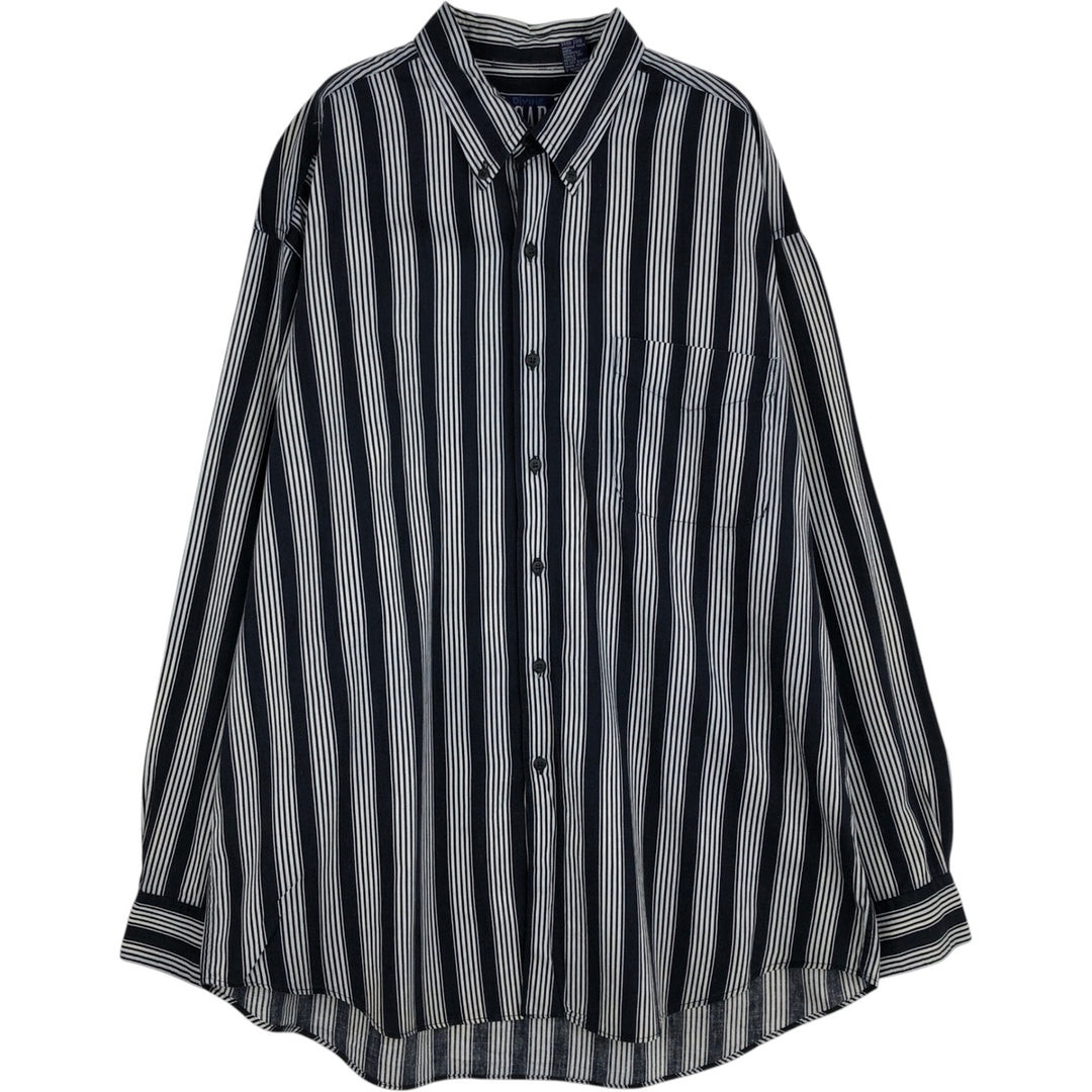 90'S GAP Vintage Long Sleeve Button-Down Striped Shirt, Men's XL cotton navy blue type Vintage Second Hand