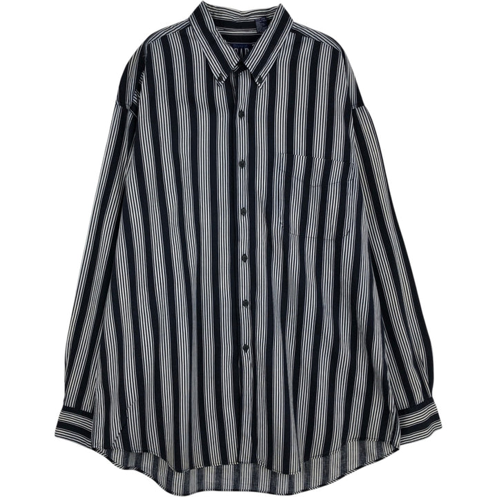 90'S GAP Vintage Long Sleeve Button-Down Striped Shirt, Men's XL cotton navy blue type Vintage Second Hand
