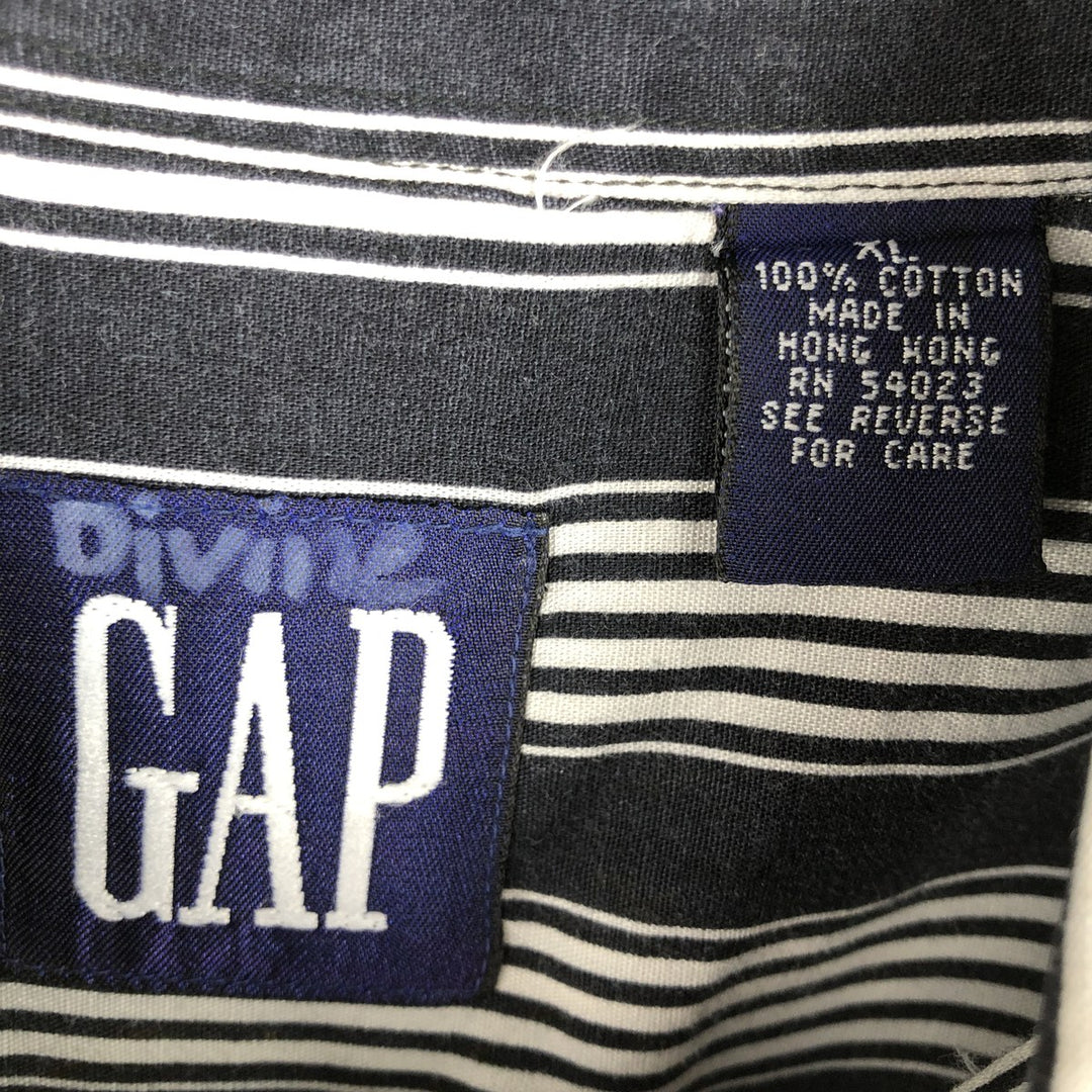 90'S GAP Vintage Long Sleeve Button-Down Striped Shirt, Men's XL cotton navy blue type Vintage Second Hand