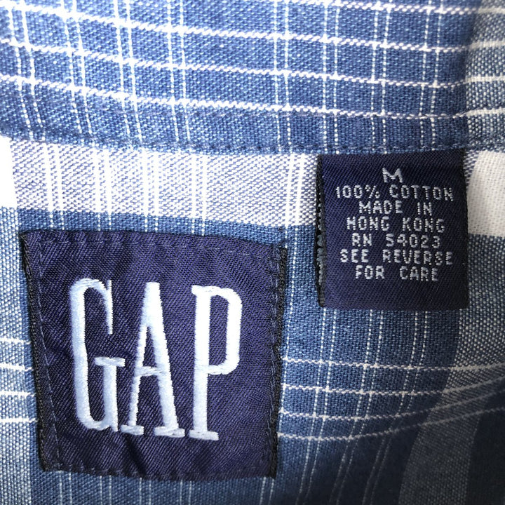 90'S GAP Vintage Long Sleeve Button-Down Check Shirt, Men's Size Medium cotton blue type Vintage Second Hand