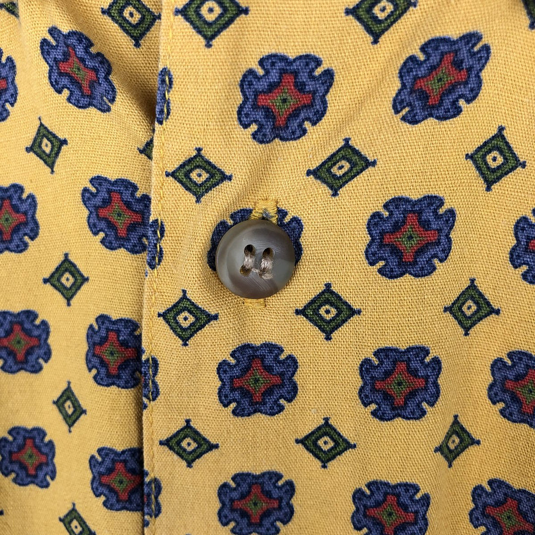 90'S GAP Old Gap all-over print long sleeve button-down shirt men's size L vintage cotton yellow type Vintage Second Hand