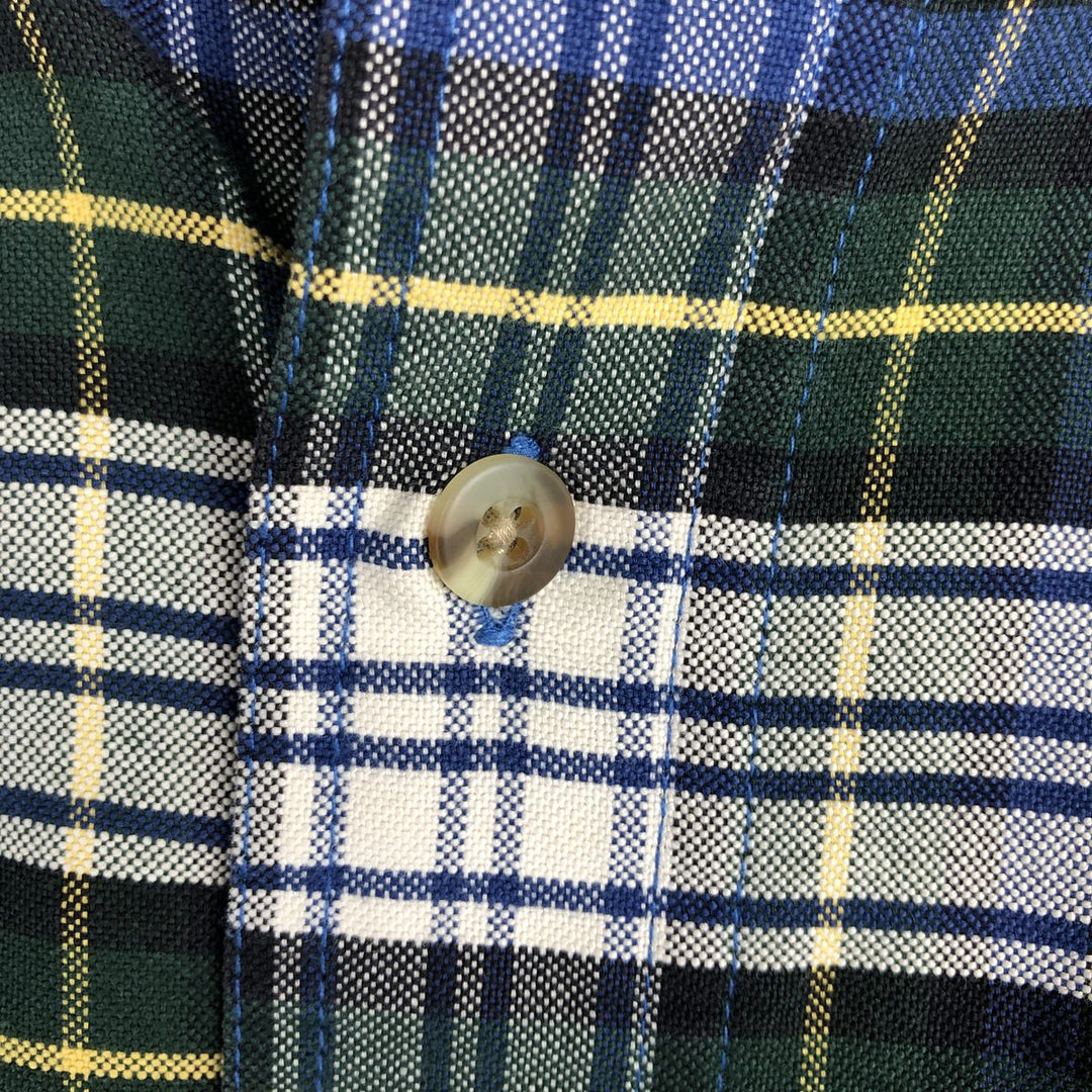 Vintage LLBean long-sleeved button-down check shirt from the 1990s, men's size L. cotton blue type Vintage Second Hand