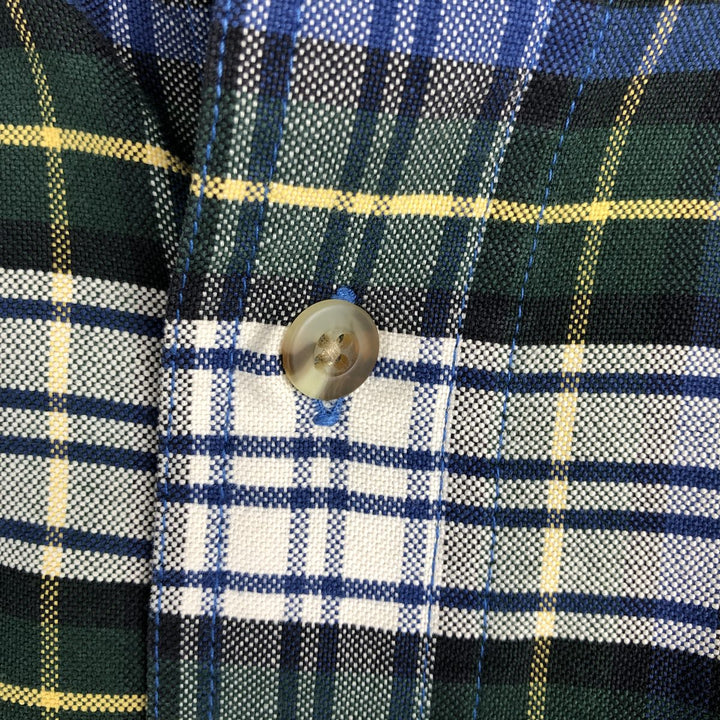 Vintage LLBean long-sleeved button-down check shirt from the 1990s, men's size L. cotton blue type Vintage Second Hand