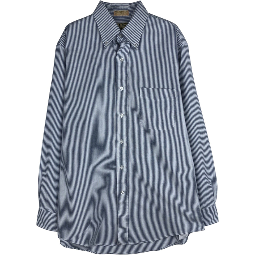 70s-80'S LL Bean Long-Sleeve Button-Down Striped Shirt, Made in USA, Men's Size M (Equivalent), Vintage cotton white type Vintage Second Hand