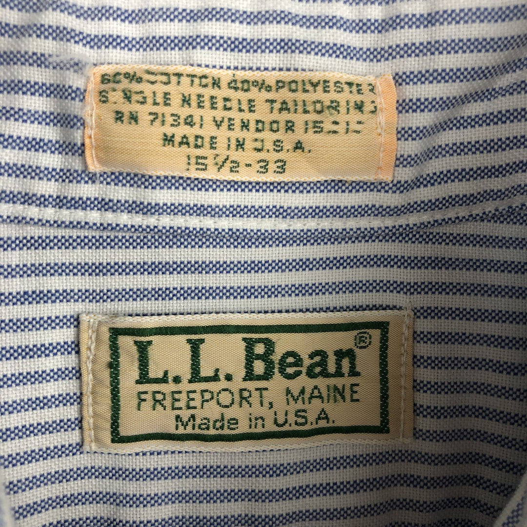 70s-80'S LL Bean Long-Sleeve Button-Down Striped Shirt, Made in USA, Men's Size M (Equivalent), Vintage cotton white type Vintage Second Hand