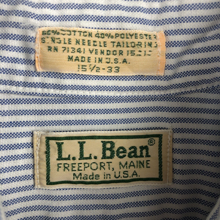 70s-80'S LL Bean Long-Sleeve Button-Down Striped Shirt, Made in USA, Men's Size M (Equivalent), Vintage cotton white type Vintage Second Hand