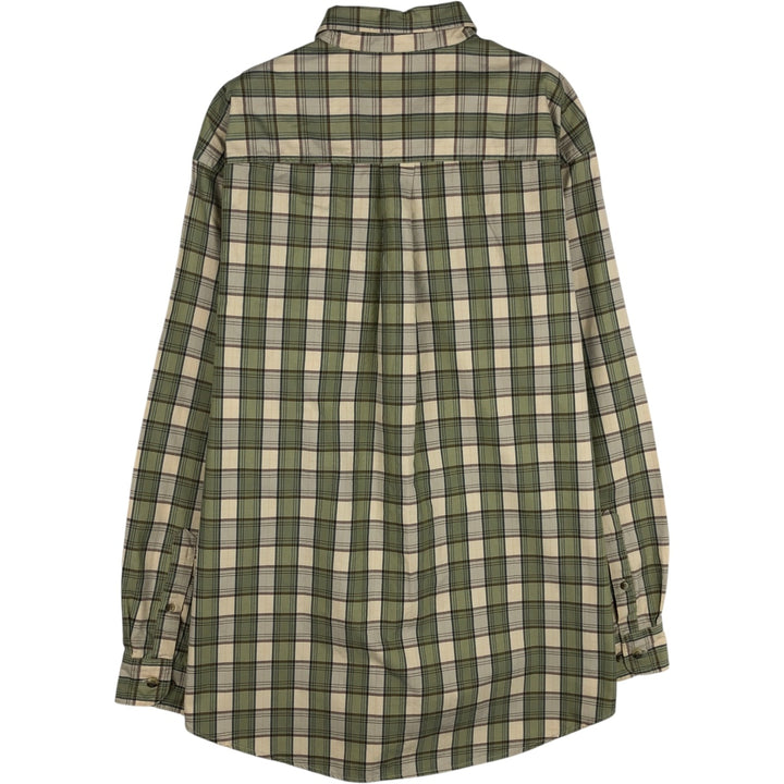 90s-00'S Vintage LLBean Long Sleeve Button-Down Check Shirt, Men's Size Medium cotton Beige type Vintage Second Hand