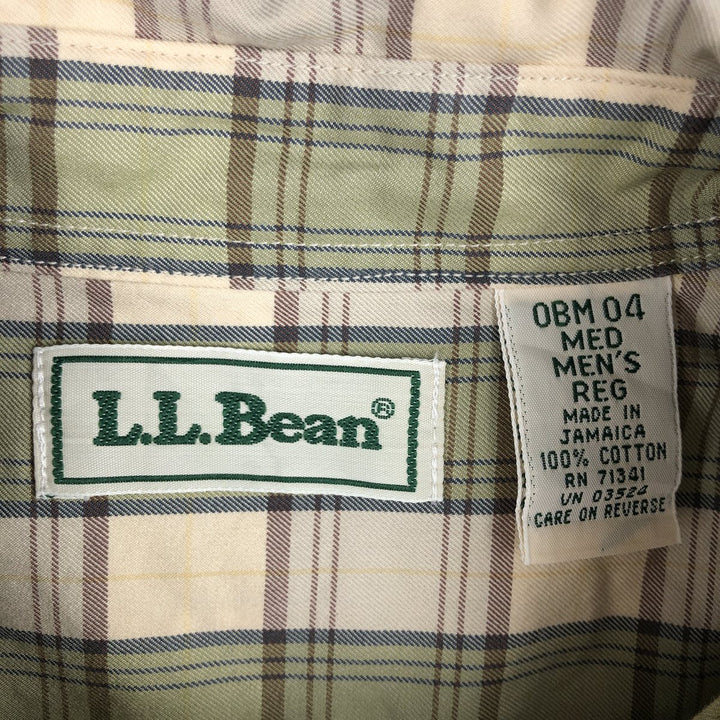 90s-00'S Vintage LLBean Long Sleeve Button-Down Check Shirt, Men's Size Medium cotton Beige type Vintage Second Hand