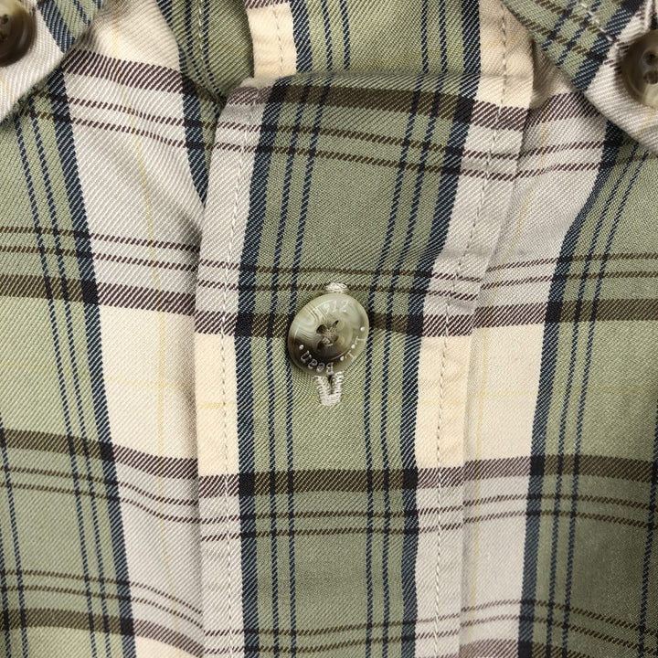 90s-00'S Vintage LLBean Long Sleeve Button-Down Check Shirt, Men's Size Medium cotton Beige type Vintage Second Hand
