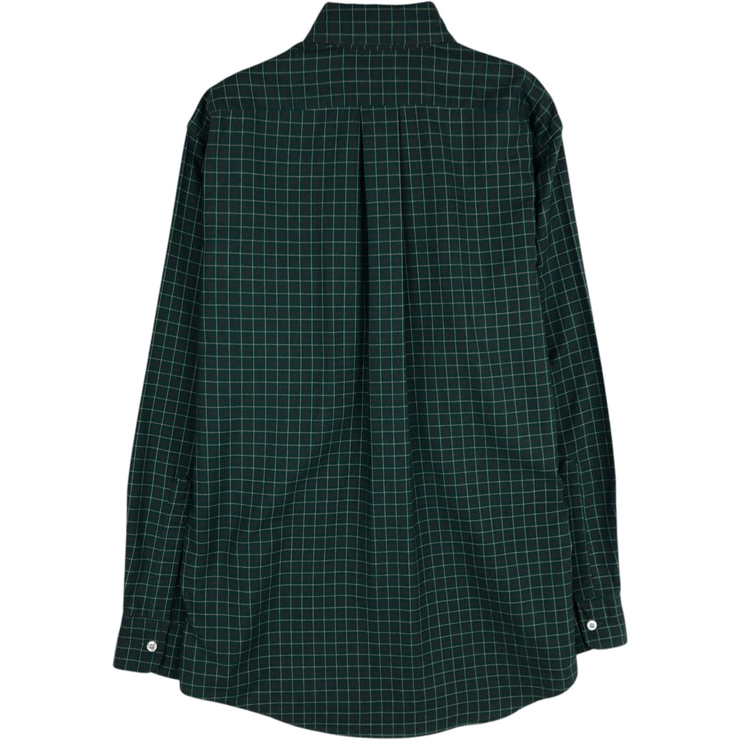 70s-80'S LL Bean Long-Sleeve Button-Down Check Shirt, Made in USA, Men's Size M (Equivalent), Vintage cotton green type Vintage Second Hand