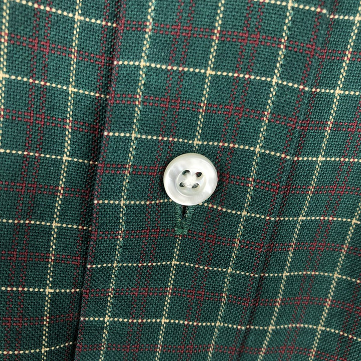 70s-80'S LL Bean Long-Sleeve Button-Down Check Shirt, Made in USA, Men's Size M (Equivalent), Vintage cotton green type Vintage Second Hand