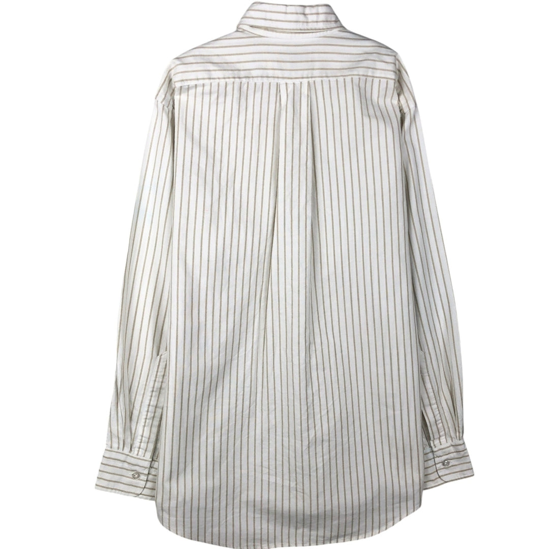 70s~80'S LLBean Long Sleeve Button-Down Striped Shirt Made in USA Men's Size L Vintage cotton white type Vintage Second Hand