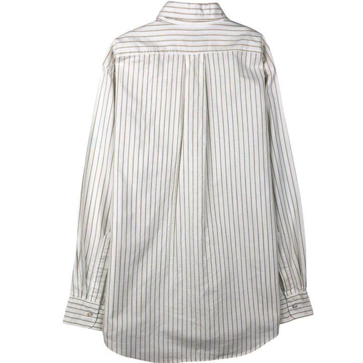 70s~80'S LLBean Long Sleeve Button-Down Striped Shirt Made in USA Men's Size L Vintage cotton white type Vintage Second Hand
