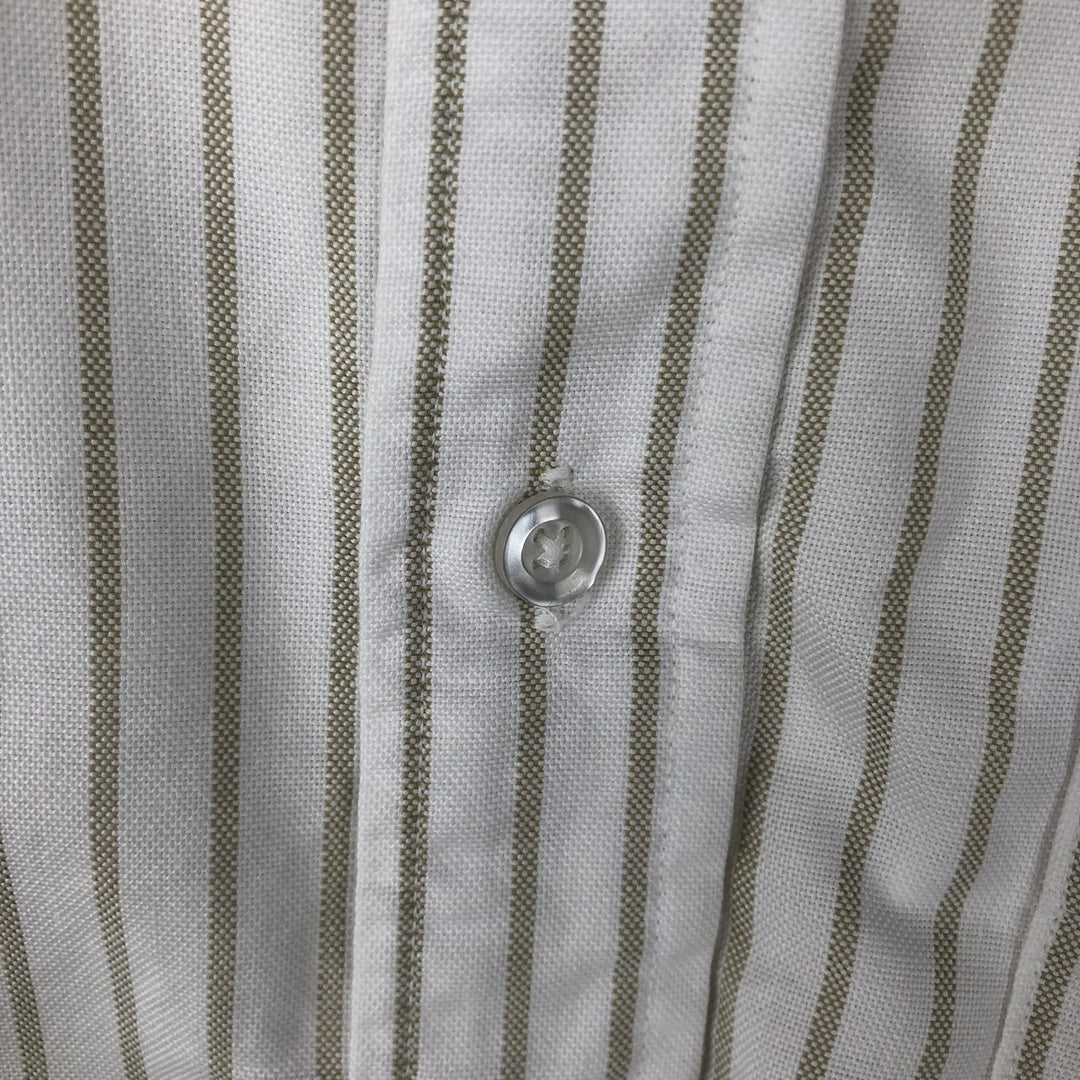70s~80'S LLBean Long Sleeve Button-Down Striped Shirt Made in USA Men's Size L Vintage cotton white type Vintage Second Hand